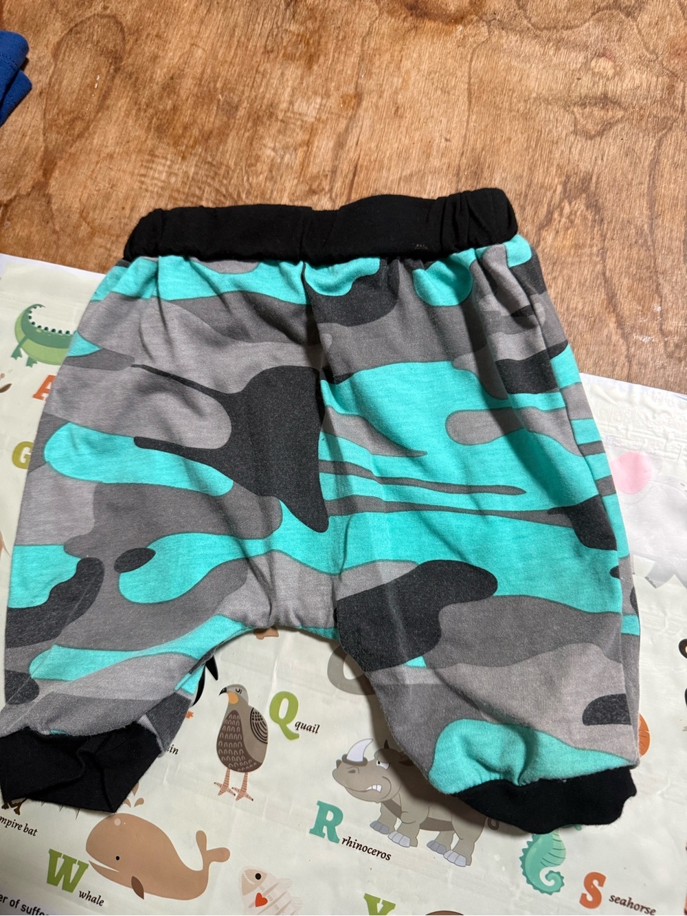 6-12 months Teal Gray and Black Camo Jogger Pants